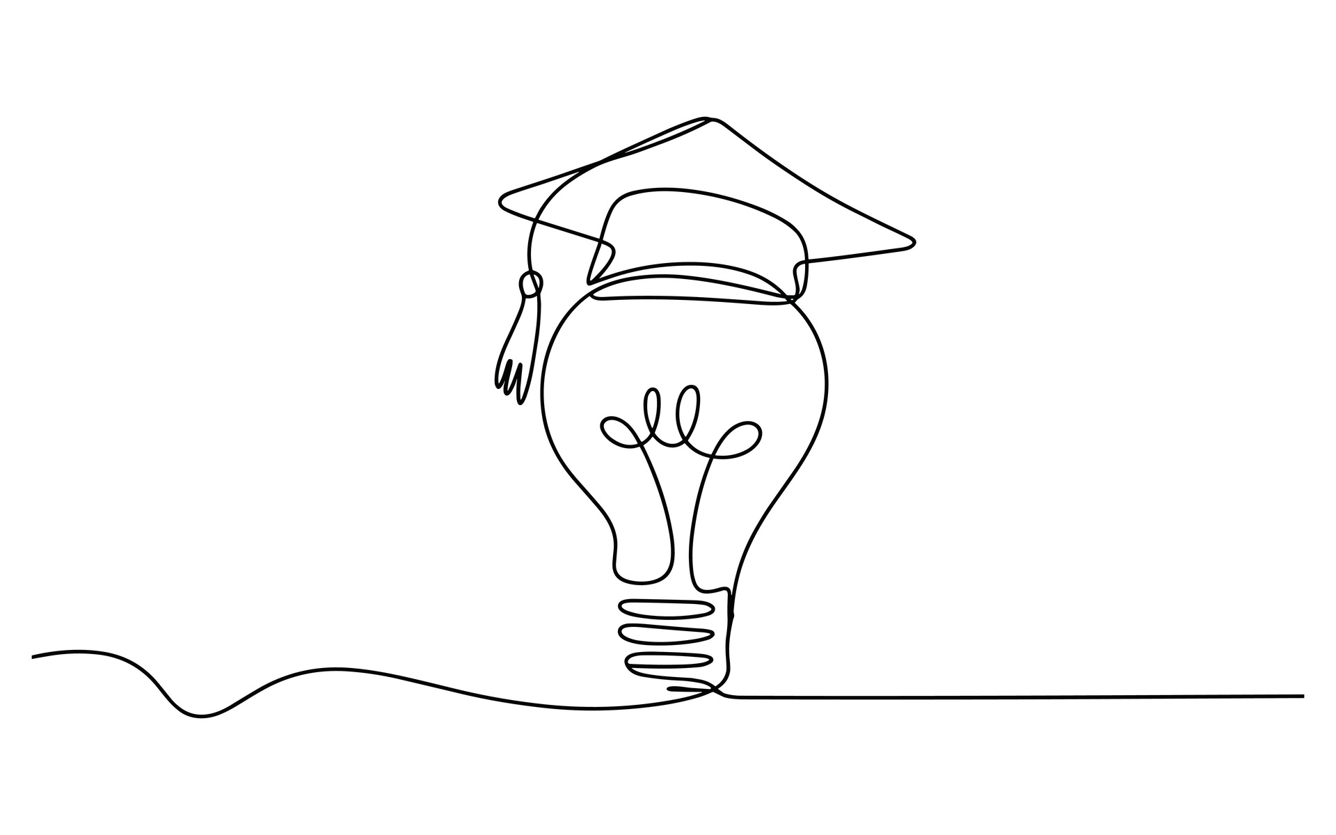 Light bulb with graduation cap representing education